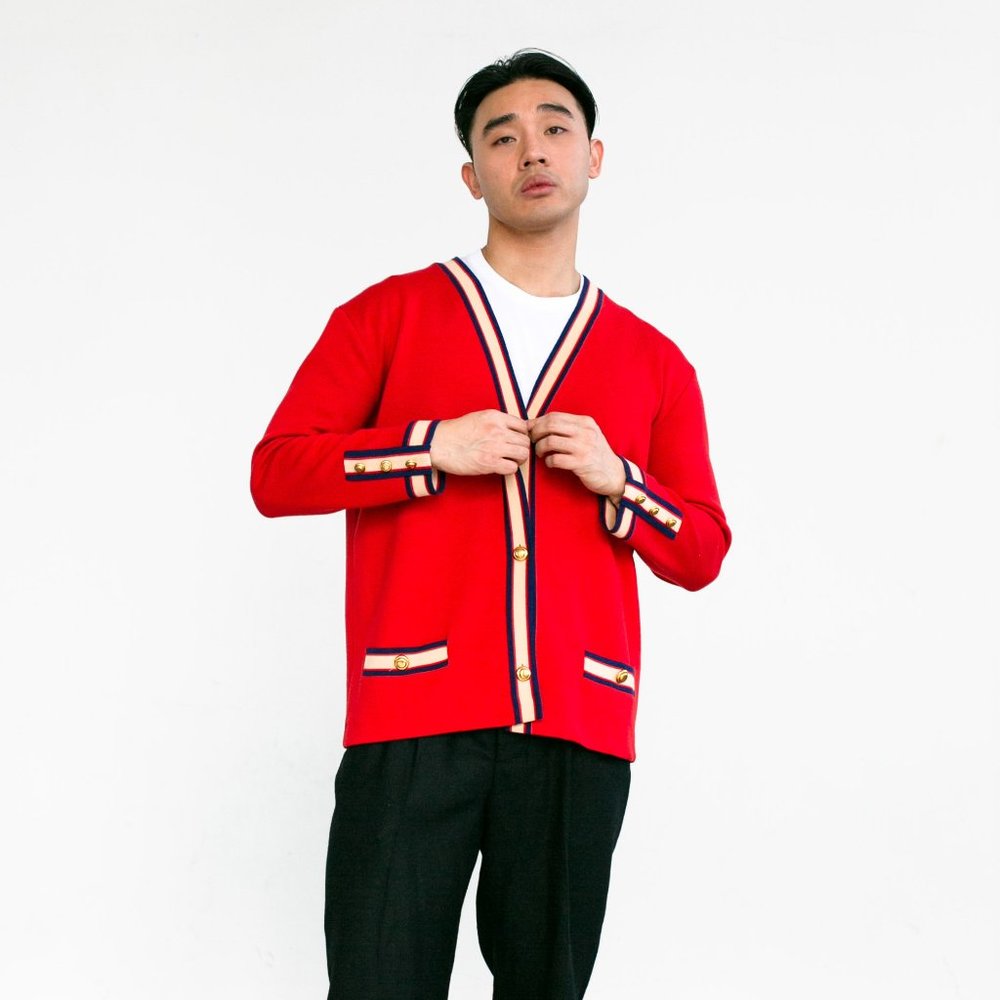 Gucci Red Cardigan Sweater